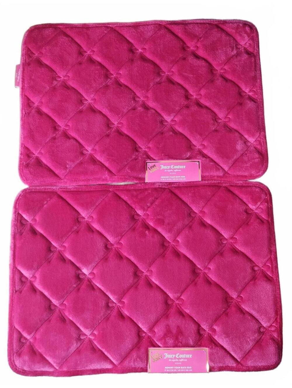 Juicy Couture 2PC Pink Plush Memory Foam Bath Rug Set Y2K McBling Barbieore
